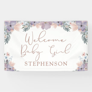 Welcome Baby Girl Watercolor Personalisiert Banner