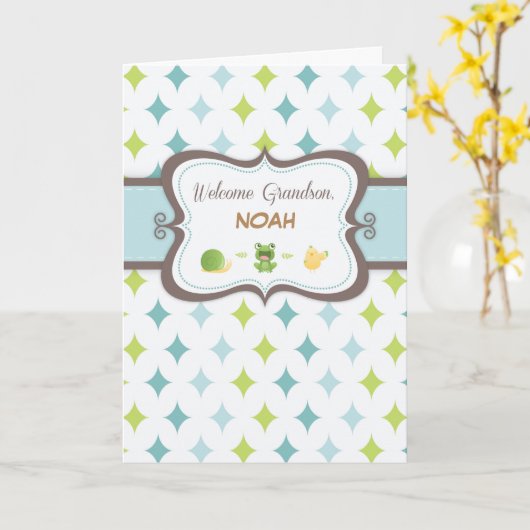 Welcome Baby Grandson Custom Personalisiert Name Karte (Gelbe Blume)