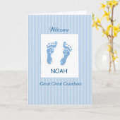 Welcome Baby Great Great Grandson Footprints Blue Karte (Gelbe Blume)