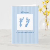 Welcome Baby Great Great Grandson Footprints Blue Karte (Gelbe Blume)