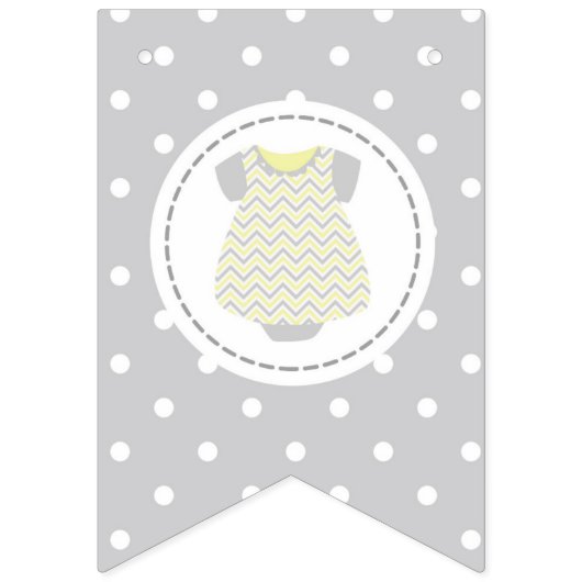 Welcome Baby - Hellgelb und grau Wimpelkette (Zweite Fahne)