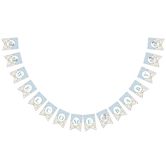 Welcome Baby Igel Floral Bunting Flag - Blau Wimpelkette (Alle)