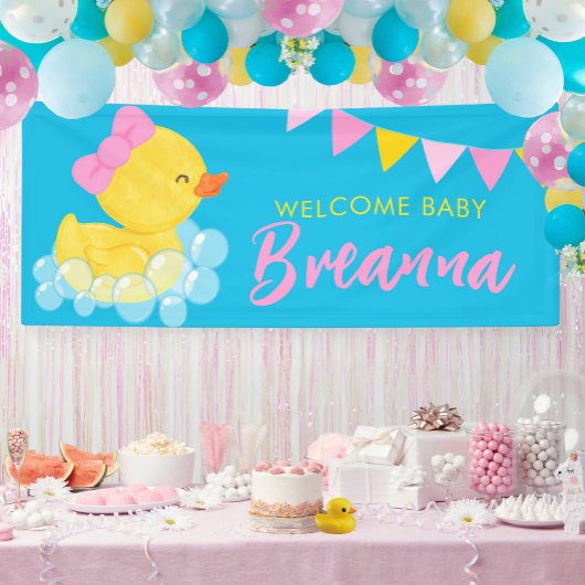 Welcome Baby Large Girl Rubber Duck Baby Duck Baby Banner