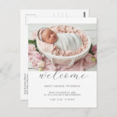 Welcome Baby Modern Chic Foto Geburtserklärung Postkarte (Vorne/Hinten)