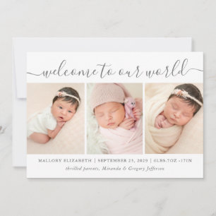 Welcome Baby Modern Foto Collage Birth Ankündigung