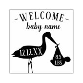 Welcome Baby Modern Stork Birth Stats Rubber Brief Gummistempel (Prägung)