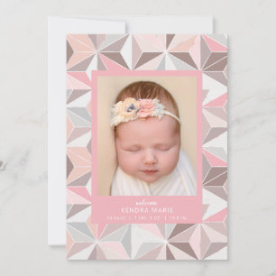 WELCOME BABY Pink Geometric Birth Announcement Ankündigung