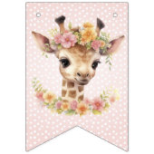Welcome Baby Pink Giraffe Wild Safari Baby Dusche Wimpelkette (Zweite Fahne)
