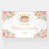 Welcome Baby Princess Floral pink backdrop Banner (Horizontal)