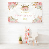 Welcome Baby Princess Floral pink backdrop Banner (Insitu)