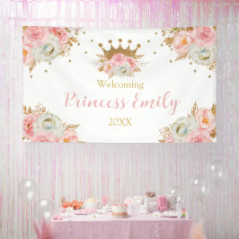 Welcome Baby Princess Floral pink backdrop Banner