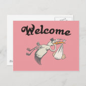 welcome Baby Rose Ankündigungspostkarte (Vorne/Hinten)