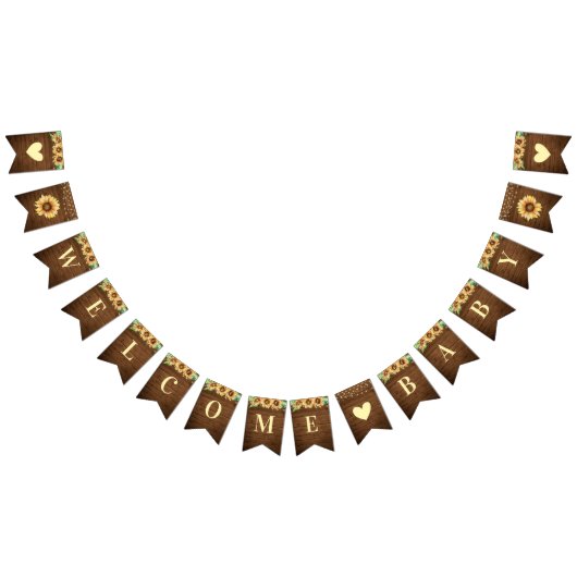 Welcome Baby Rustic Sonnenblumen Herbstdusche Spri Wimpelkette (Alle)