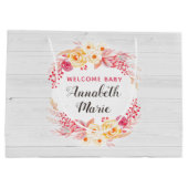 Welcome Baby Shabby Chic Rustic Floral Baby Dusche Große Geschenktüte (Rückseite)