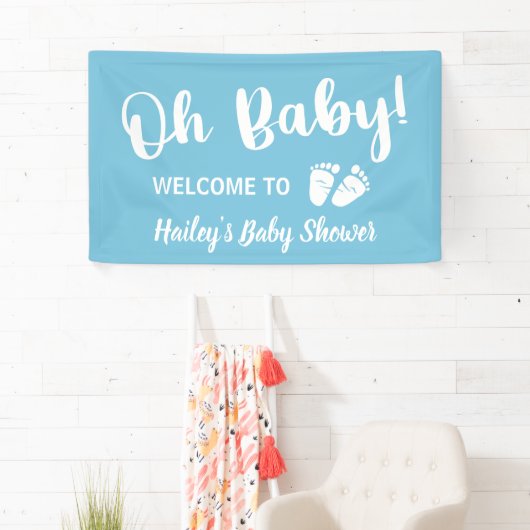 Welcome Baby Shower Oh Baby Boy Blue Banner (Insitu)