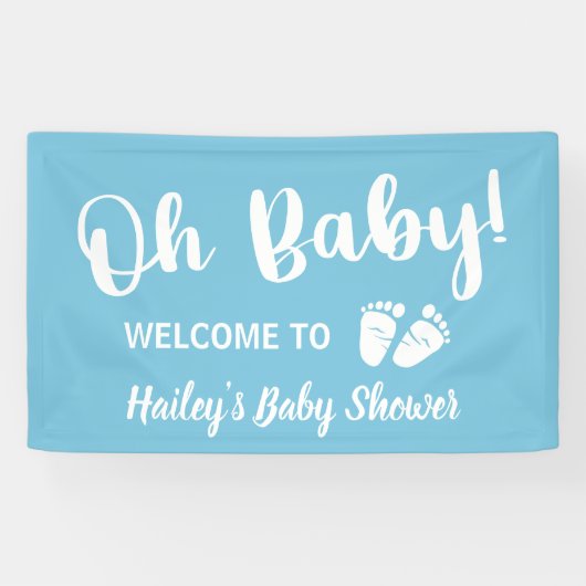 Welcome Baby Shower Oh Baby Boy Blue Banner (Horizontal)