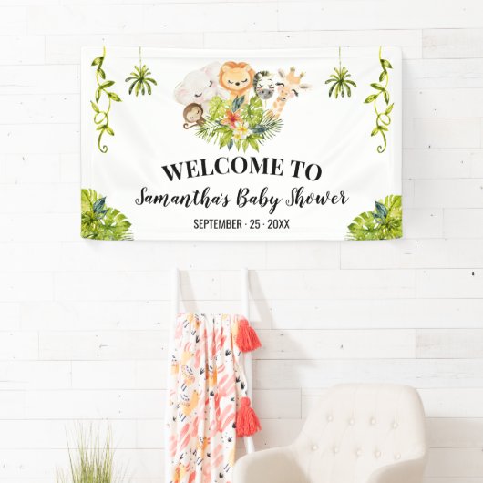 Welcome Baby Shower Safari Animals Banner (Insitu)
