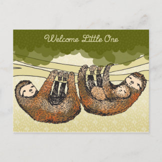 Welcome Baby Sloth Postcard Ankündigungspostkarte