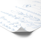 Welcome Baby Wildflower Baby Shower Dusty Blue  Poster (Ecke)