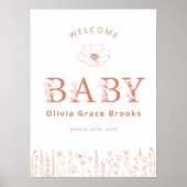 Welcome Baby Wildflower Baby Shower Terracotta Poster (Vorne)