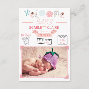 Welcome Baby with Drawings - 3x5Birth Ankündigung