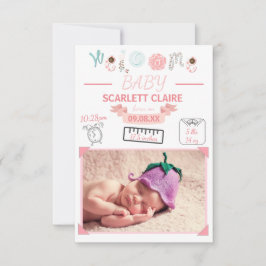 Welcome Baby with Drawings - 3x5Birth Ankündigung