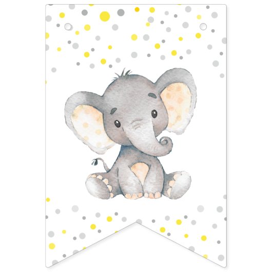 Welcome Baby Yellow Elephant Dusche Sprinkle Wimpelkette (Zweite Fahne)