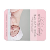 Welcome Babygirl Elegant | Light Pink Foto Birth Magnet (Horizontal)