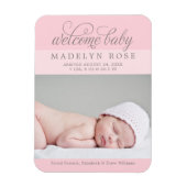 Welcome Babygirl Elegant | Light Pink Foto Birth Magnet (Vertikal)