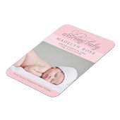 Welcome Babygirl Elegant | Light Pink Foto Birth Magnet (Linke Seite)