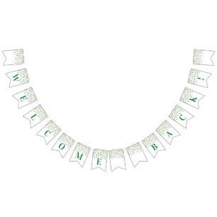 Welcome Back Banner Green Gold Confetti