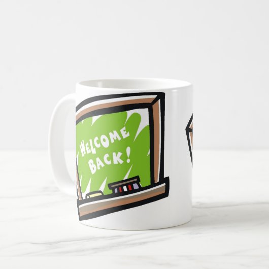 Welcome Back Chalkboard Kaffeetasse (Vorderseite Links)