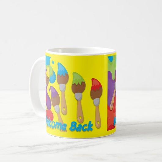 Welcome Back Paintbrushes Primary Colors Kaffeetasse (Vorderseite Links)