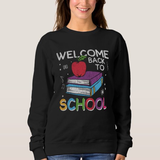 Welcome Back School First Grade Lehrer Kinder Crew Sweatshirt (Vorderseite)