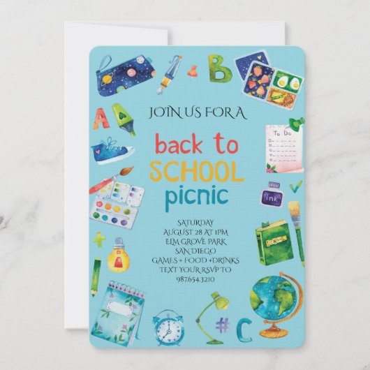 Welcome Back School Picnic Einladung (Vorderseite)