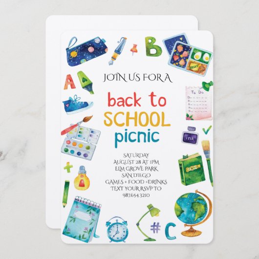 Welcome Back School Picnic Einladung (Vorne/Hinten)