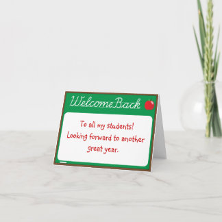Welcome Back Teacher Note Card Karte