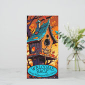 Welcome Back Teachers Fall Birdhouse School House Karte (Stehend Vorderseite)