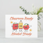 WELCOME BACK TO SCHOOL CLASSROOM READY MINDSET EINLADUNG (Stehend Vorderseite)