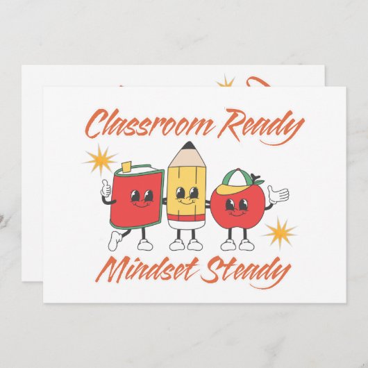 WELCOME BACK TO SCHOOL CLASSROOM READY MINDSET EINLADUNG (Vorne/Hinten)