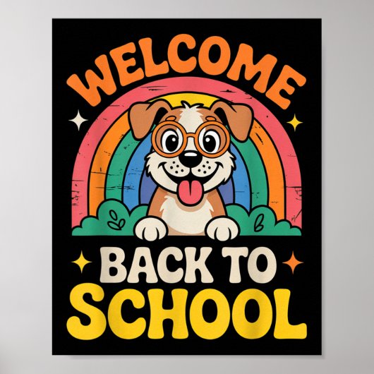 Welcome Back To School Cute Dog Kids Fun First Day Poster (Vorne)