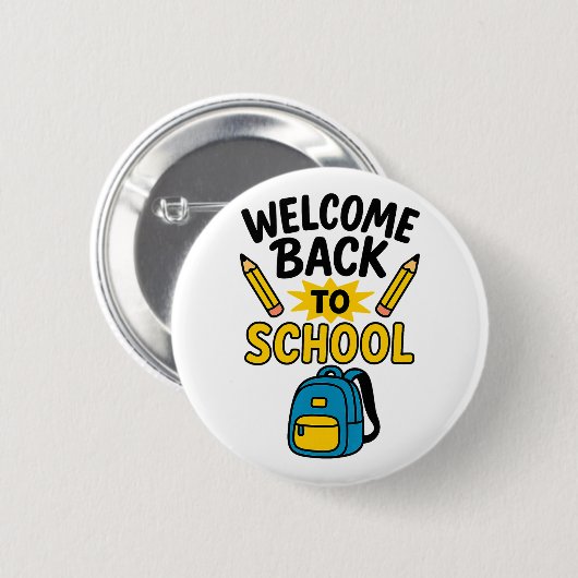 Welcome Back to School Fun Backpack Pencil Button (Vorne & Hinten)