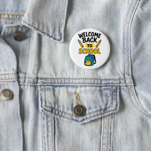 Welcome Back to School Fun Backpack Pencil Button (Beispiel)