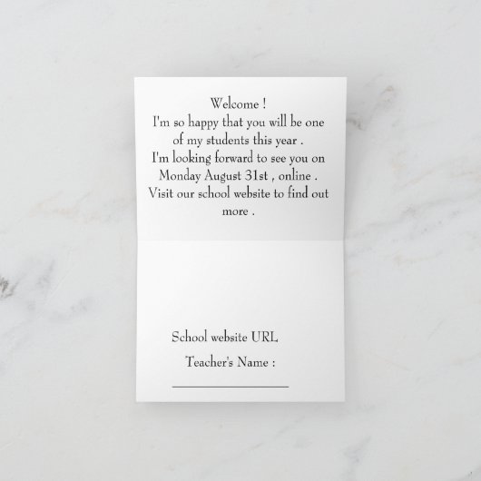 Welcome Back-to-School Online-Klassenkarte Einladung (Innenseite)