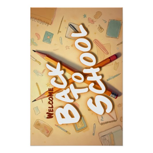 Welcome Back to School – Pencil Art Design Poster (Vorderseite)