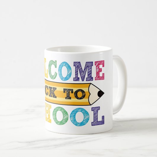 Welcome Back to School – Pencil Illustration Kaffeetasse (VorderseiteRechts)