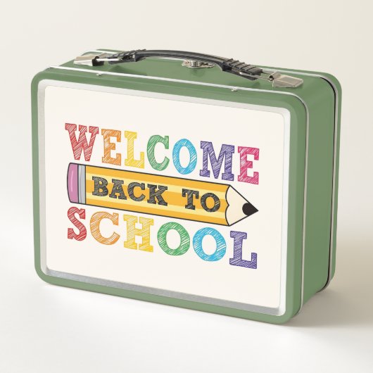 Welcome Back to School – Pencil Illustration Metall Brotdose (Rückseite)