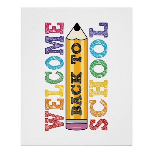 Welcome Back to School – Pencil Illustration Poster (Vorderseite)