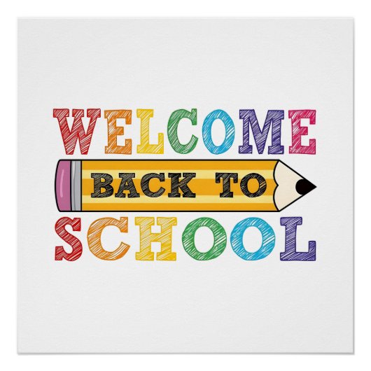 Welcome Back to School – Pencil Illustration Poster (Vorderseite)