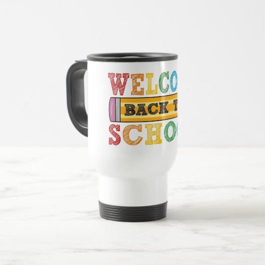 Welcome Back to School – Pencil Illustration Reisebecher (Vorderseite Links)